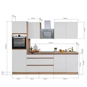 Keukenblok Melano I (8-delig) zonder elektrische apparaten - Wit/eikenhouten look - Met elektrische apparatuur