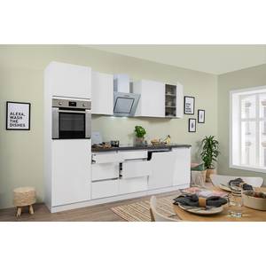 Küchenzeile Melano II (9-teilig) Weiß / Granit Dekor - Breite: 280 cm - Mit Elektrogeräten