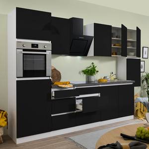 Keukenblok Melano III (9-delig) zonder elektrische apparaten - Hoogglans Zwart/Granit look - Met elektrische apparatuur