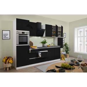 Keukenblok Melano III (9-delig) zonder elektrische apparaten - Hoogglans Zwart/Granit look - Met elektrische apparatuur