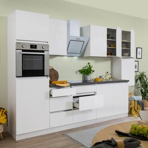 Keukenblok Melano III (9-delig) zonder elektrische apparaten - Hoogglans Wit/Granit look - Met elektrische apparatuur