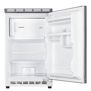 Küchenzeile Melano II (9-teilig) Hochglanz Grau / Eiche Dekor - Breite: 280 cm - Mit Elektrogeräten