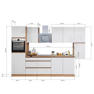 Keukenblok Melano III (9-delig) zonder elektrische apparaten - Wit/eikenhouten look - Met elektrische apparatuur