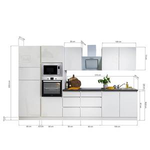 Cuisine équipée Melano II (9 éléments) Sans appareils électroménagers - Blanc / Imitation granite - Largeur : 335 cm - Avec électroménager