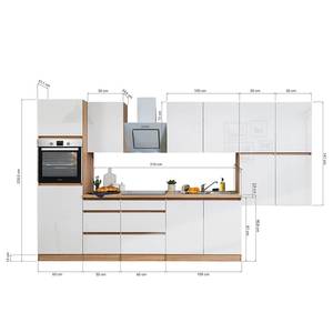 Keukenblok Melano V (10-delig) zonder elektrische apparaten - Wit/eikenhouten look - Met elektrische apparatuur