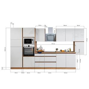 Keukenblok Melano IV (10-delig) zonder elektrische apparaten - Wit/eikenhouten look - Breedte: 385 cm - Met elektrische apparatuur