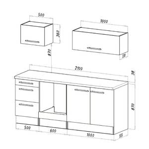 Küchenzeile Olivone I Inklusive Elektrogeräte - Hochglanz Weiß / Weiß - Breite: 210 cm