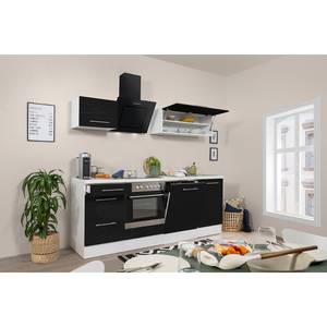 Küchenzeile Olivone II Inklusive Elektrogeräte - Hochglanz Schwarz / Weiß - Breite: 220 cm