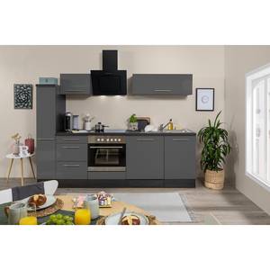 Küchenzeile Olivone II Inklusive Elektrogeräte - Hochglanz Grau / Eiche Grau Dekor - Breite: 250 cm