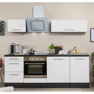 Cuisine Olivone II Appareils électroménagers inclus - Blanc brillant / Imitation chêne gris - Largeur : 220 cm