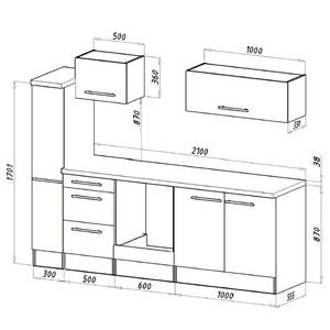 Küchenzeile Olivone I Inklusive Elektrogeräte - Hochglanz Grau / Eiche Grau Dekor - Breite: 240 cm