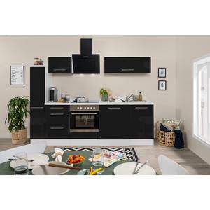 Cuisine Olivone II Appareils électroménagers inclus - Noir brillant / Blanc - Largeur : 250 cm