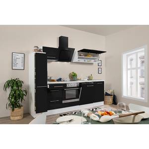 Cuisine Olivone II Appareils électroménagers inclus - Noir brillant / Blanc - Largeur : 250 cm