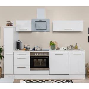 Küchenzeile Olivone II Inklusive Elektrogeräte - Hochglanz Weiß / Weiß - Breite: 250 cm
