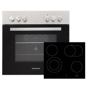 Keukenblok Olivone I Inclusief elektrische apparaten - Hoogglans Zwart/Eikenhouten grijs look	 - Breedte: 240 cm