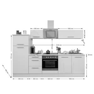 Cuisine Olivone I Appareils électroménagers inclus - Noir brillant / Blanc - Largeur : 270 cm