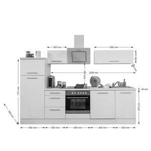 Küchenzeile Olivone II Inklusive Elektrogeräte - Hochglanz Schwarz / Eiche Grau Dekor	 - Breite: 280 cm