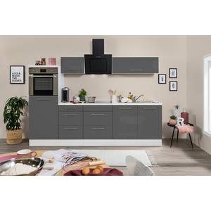 Küchenzeile Olivone III Inklusive Elektrogeräte - Hochglanz Grau / Weiß - Breite: 270 cm