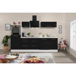 Cuisine Olivone IV Appareils électroménagers inclus - Noir brillant / Blanc - Largeur : 280 cm