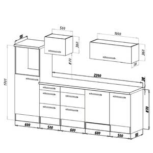 Cuisine Olivone IV Appareils électroménagers inclus - Noir brillant / Blanc - Largeur : 280 cm