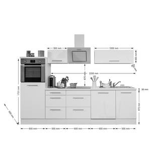 Küchenzeile Olivone IV Inklusive Elektrogeräte - Hochglanz Schwarz / Weiß - Breite: 280 cm