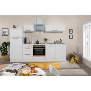 Cuisine Olivone I Appareils électroménagers inclus - Blanc brillant / Blanc - Largeur : 270 cm