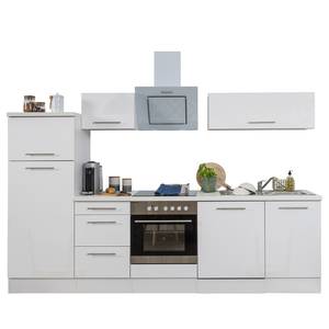 Cuisine Olivone I Appareils électroménagers inclus - Blanc brillant / Blanc - Largeur : 270 cm