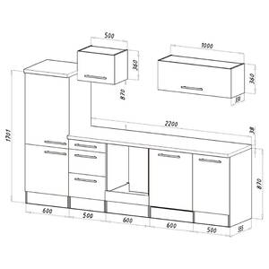 Küchenzeile Olivone II Inklusive Elektrogeräte - Hochglanz Grau / Eiche Grau Dekor - Breite: 280 cm