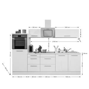 Keukenblok Olivone III Inclusief elektrische apparaten - Hoogglans wit & grijze eikenhouten look - Breedte: 270 cm