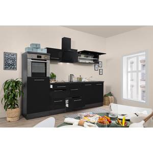 Keukenblok Olivone III Inclusief elektrische apparaten - Hoogglans Zwart/Eikenhouten grijs look	 - Breedte: 270 cm