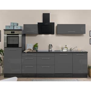 Cuisine Olivone IV Appareils électroménagers inclus - Gris brillant / Imitation chêne gris - Largeur : 280 cm