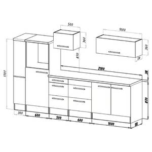 Keukenblok Olivone III Inclusief elektrische apparaten - Hoogglans grijs/wit - Breedte: 300 cm