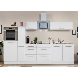 Cuisine Olivone III Appareils électroménagers inclus - Blanc brillant / Blanc - Largeur : 300 cm