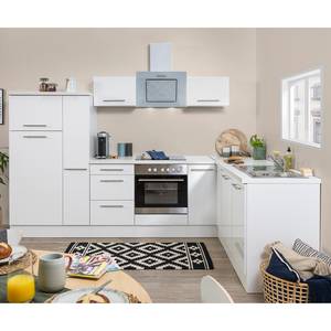 Cuisine d’angle Olivone I Appareils électroménagers inclus - Blanc brillant / Blanc - Largeur : 290 cm