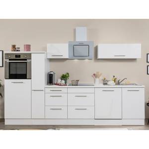 Cuisine Olivone IV Appareils électroménagers inclus - Blanc brillant / Blanc - Largeur : 310 cm