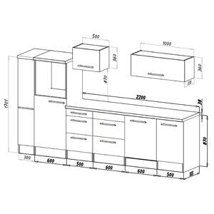 Cuisine Olivone IV Appareils électroménagers inclus - Blanc brillant / Blanc - Largeur : 310 cm