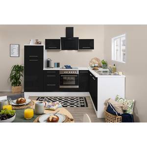 Hoek-keukenblok Olivone I Inclusief elektrische apparaten - Hoogglans zwart/wit - Breedte: 260 cm