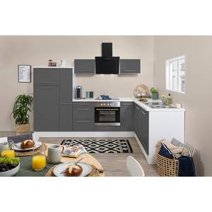Hoek-keukenblok Olivone I Inclusief elektrische apparaten - Hoogglans grijs/wit - Breedte: 290 cm