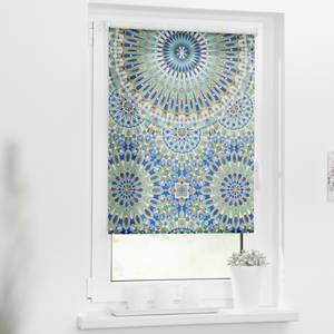 Klemmfix Rollo Orientalisches Muster Polyester - Blau / Grün - 60 x 150 cm