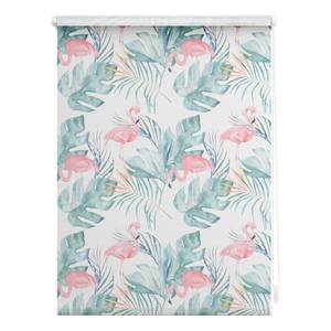 Klemfix rolgordijn Flamingo polyester - roze/groen - 120 x 150 cm