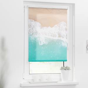 Klemfix rolgordijn The Beach polyester - turquoise/beige - 90 x 150 cm