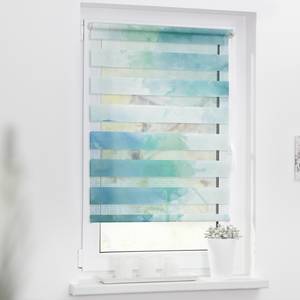 Klemfix duo-rolgordijn Aquarell polyester - blauw/groen - 60 x 150 cm