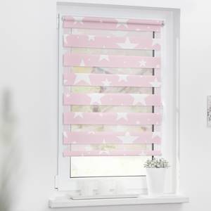 Klemfix duo-rolgordijn Ster polyester - Roze - 60 x 150 cm