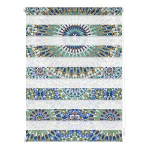 Store enrouleur double Oriental Polyester - Bleu / Vert - 45 x 150 cm
