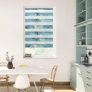 Klemfix duo-rolgordijn Aqua Floral polyester - blauw - 60 x 150 cm