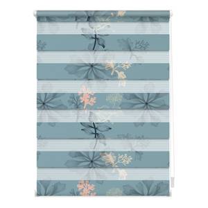 Store enrouleur double Aqua Floral Polyester - Bleu - 100 x 150 cm