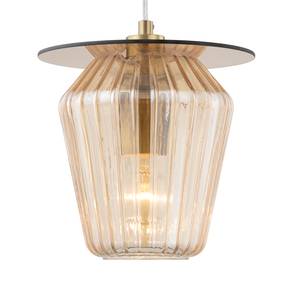 Hanglamp Anadia glas/ijzer - 1 lichtbron - Barnsteenkleurig