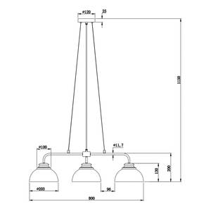 Hanglamp Asbury ijzer - 3 lichtbronnen