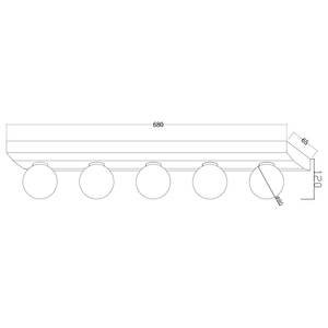 Plafondlamp Arcelia type A melkglas/ijzer - 5 lichtbronnen