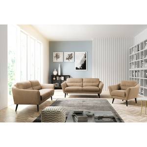 Fauteuil Lucinda geweven stof - Geweven stof Hanabi: Beige - Zwart